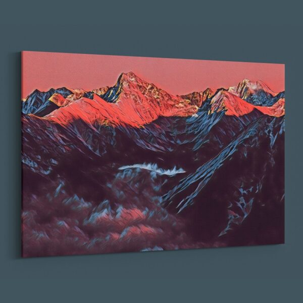 Nordic Golden Mountain Landscape Canvas Art