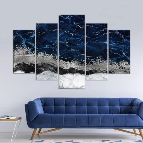 Blue Grey Marble abstract canvas print HD