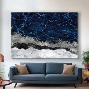 blue and grey wall art