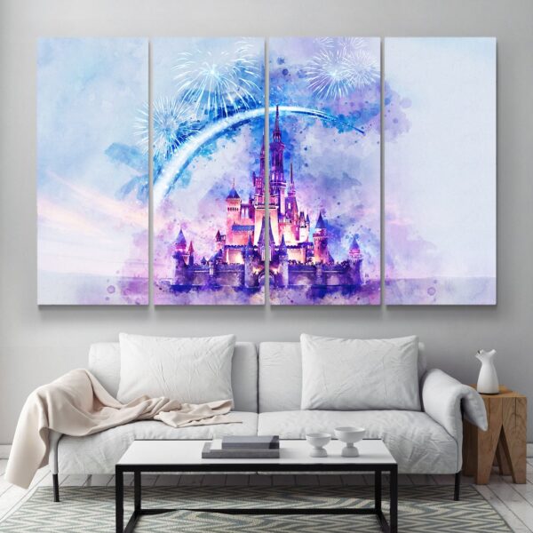 Disney Wall Art, Cinderella Castle watercolor painting on canvas