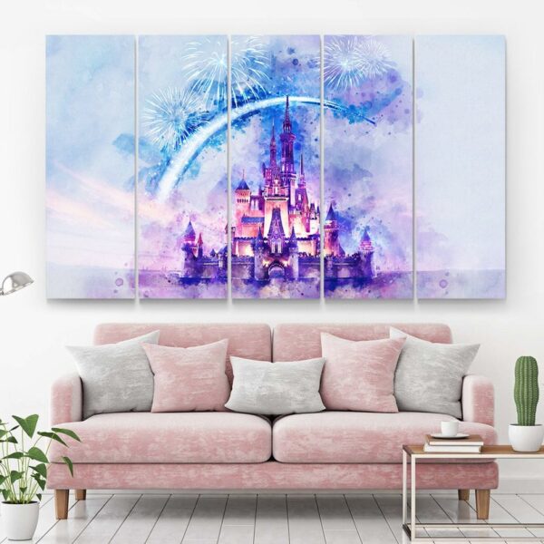 Disney Wall Art, Cinderella Castle watercolor painting on canvas