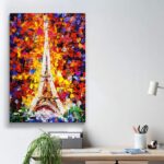 Eiffel tower in paris canvas wall Art, Abstract and colorful artstyle painting