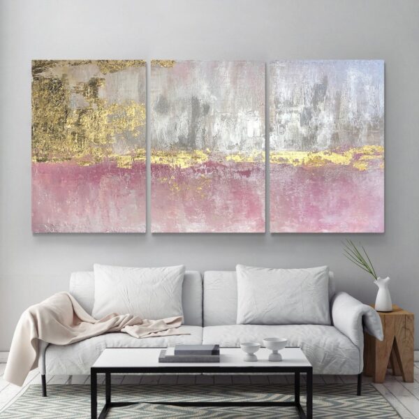 Pink Gold Marble Abstract Wall Art HD