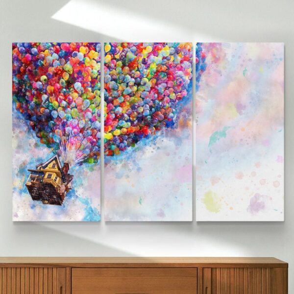 Up pixar painting of flying house and million balloons | modern wall art print