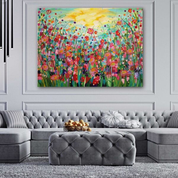 Colorful rose botanical flowers art poppy illustration abstract creative canvas wall art  | Decor for living & office decoration