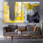 Yellow and grey wall art | Abstract canvas print wall art