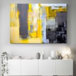 Yellow and grey wall art | Abstract canvas print wall art