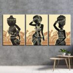 African Wall Art of Traditional Women 3 piece Canvas Art