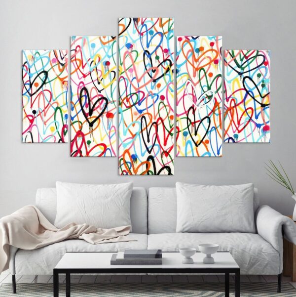 Colorful wall print of hearts – Colorful love wall art