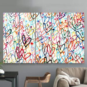 Colorful wall print of hearts – Colorful love wall art