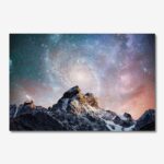 Fantasy Starry Sky over Snow Capped Mount Ushba Meyer Mountain Canvas Wall Art