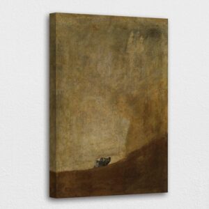 Gloomy Surrealist Painting of Drowning Dog by Francisco Goya Canvas Wall Art