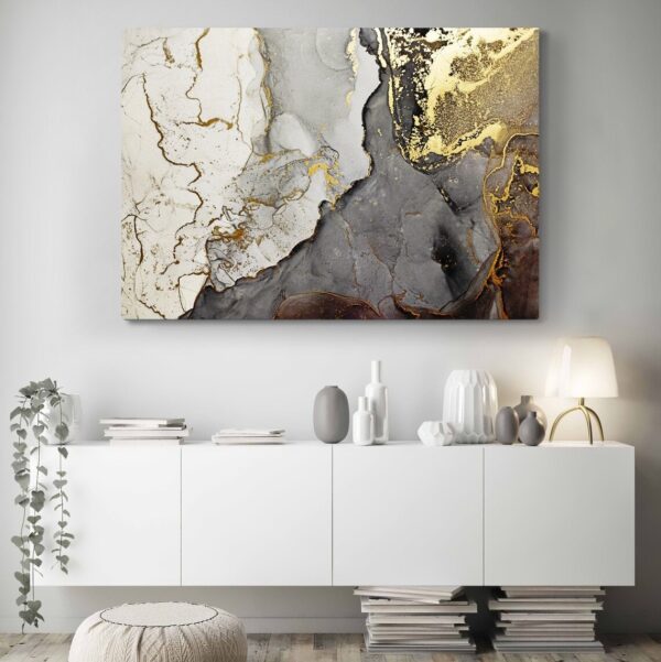 Gold and Platinium Abstract Marble canvas print wall art