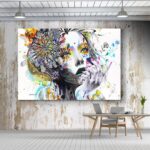 Illustration of Beautiful Girl Thinking Graffiti Street Art Canvas