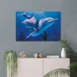 Lovely couple of dolphins playing canvas wall art