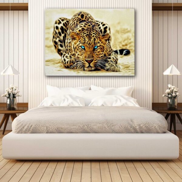 Majestic Leopard with blue eyes canvas art