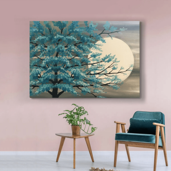 Moon painting with Blue tree