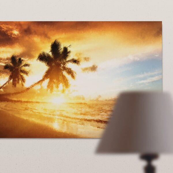 Palm tree sunset painting wall art