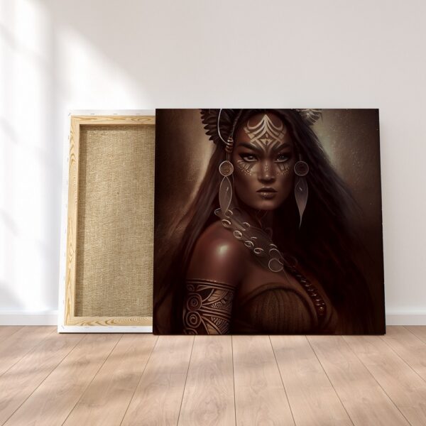 Portrait of a Polynesian Woman Warrior Canvas Painting Wall Art
