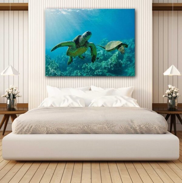 Sea Turtles swimming underwater Canvas Wall Art