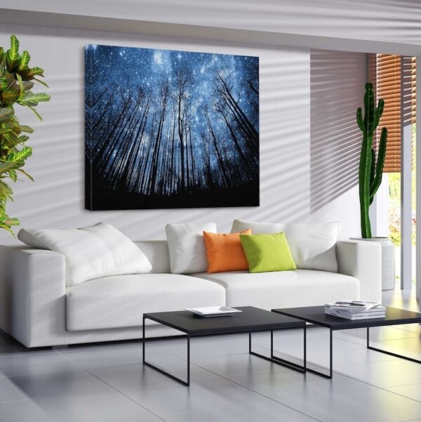 Starry Night in Forest Canvas Wall Art
