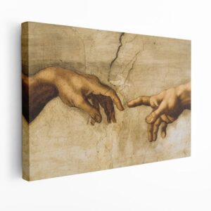 The Creation of Adam Painting by Michelangelo – Hand of God Canvas Wall Art