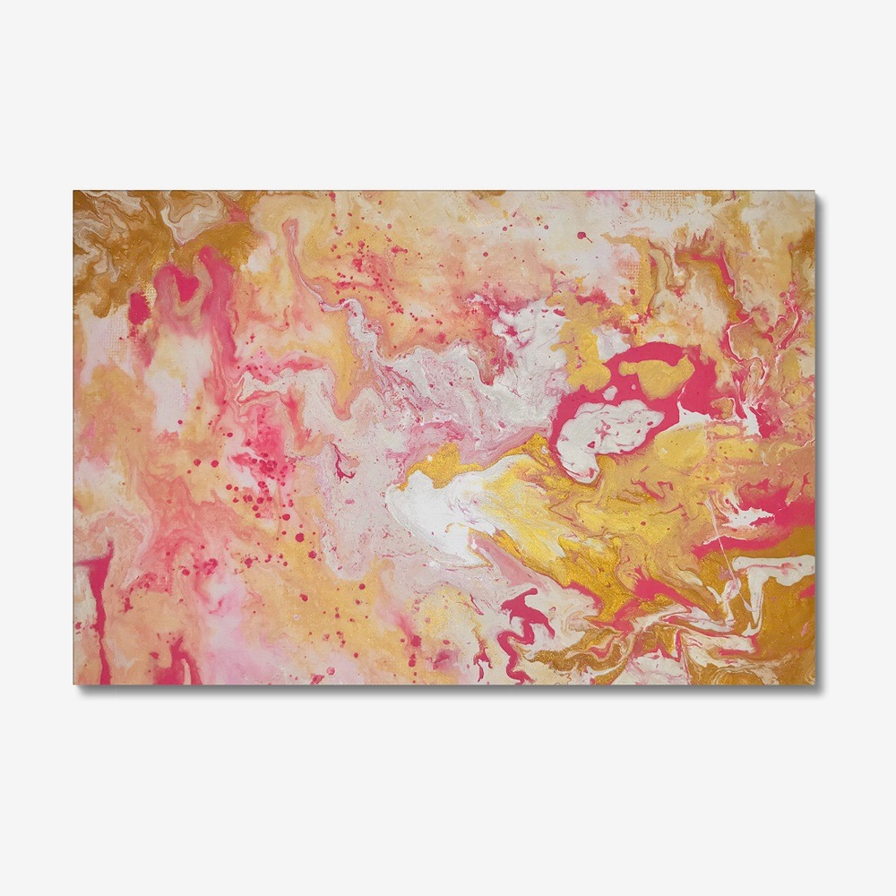 Yellow and Pink Abstract Painting Canvas Art
