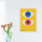 Bauhaus Poster on Canvas – Geometric Eyes on mustard background wall art