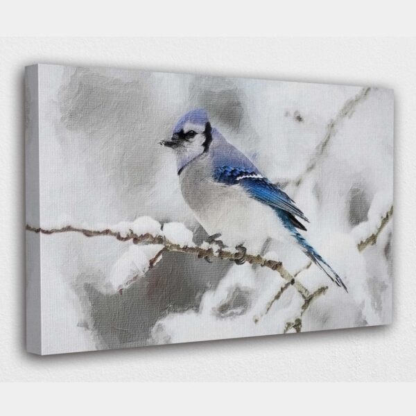 Painting of Bird sitting on the branch in Winters near Arctic in Scandinavian Country