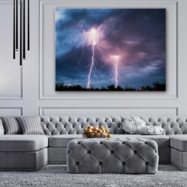 Double Lightning Strike Powerful Nature Canvas Print