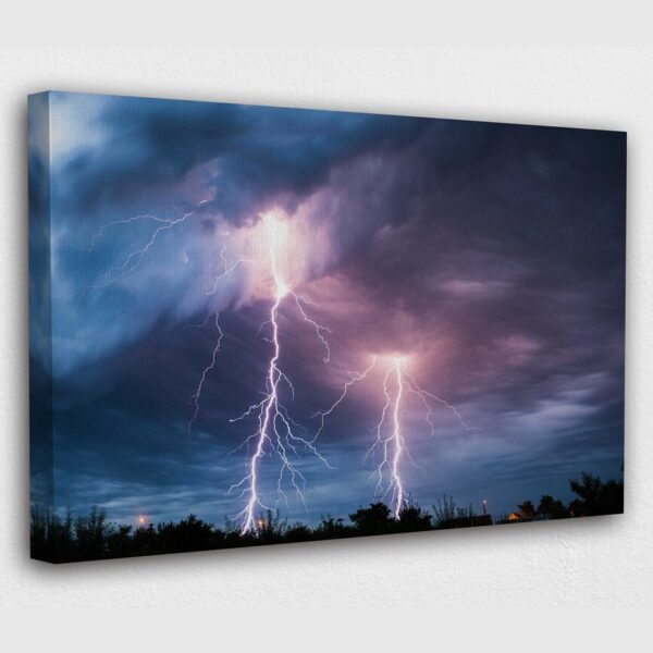 Double Lightning Strike Powerful Nature Canvas Print