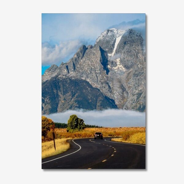 Grand Teton National Park Car Ride on Relaxing Highway Canvas Print