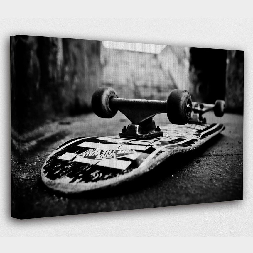 Skateboard Art Black and White Canvas Wall Art