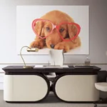 Cute Dog Retriever Wearing Glasses