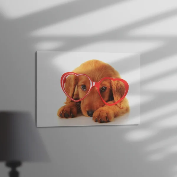 Cute Dog Retriever Wearing Glasses