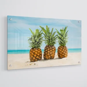 Pineapples on a White Sand Beach