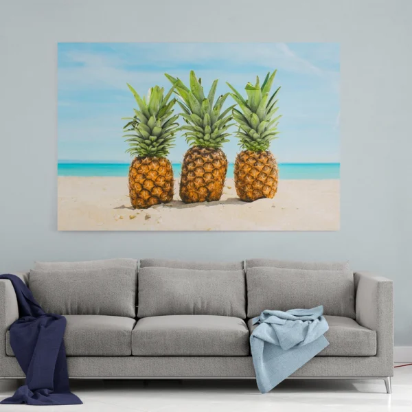 Pineapples on a White Sand Beach